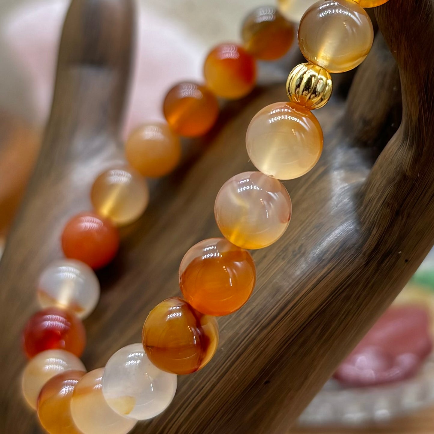 Orange Carnelian Stretchy Bracelet 8mm beads