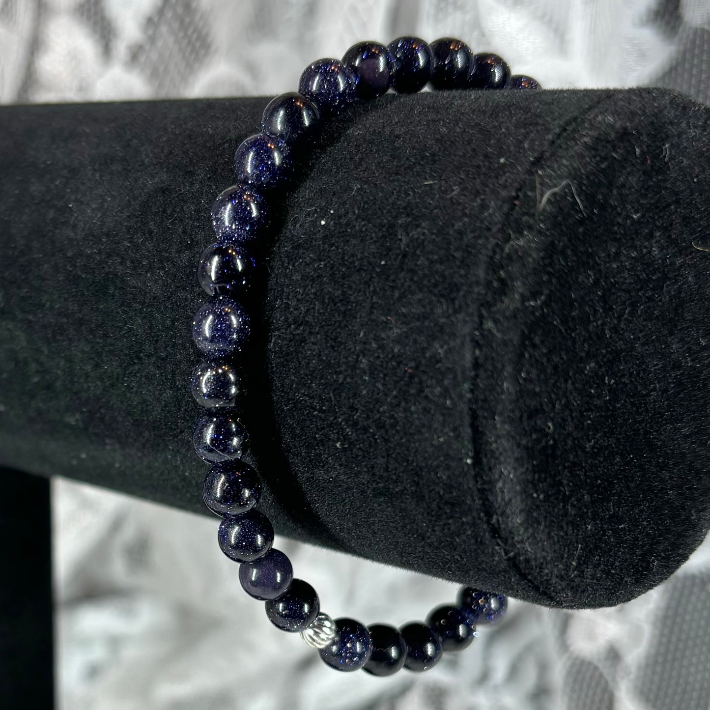 Blue Goldstone Stretchy Bracelet 6mm beads