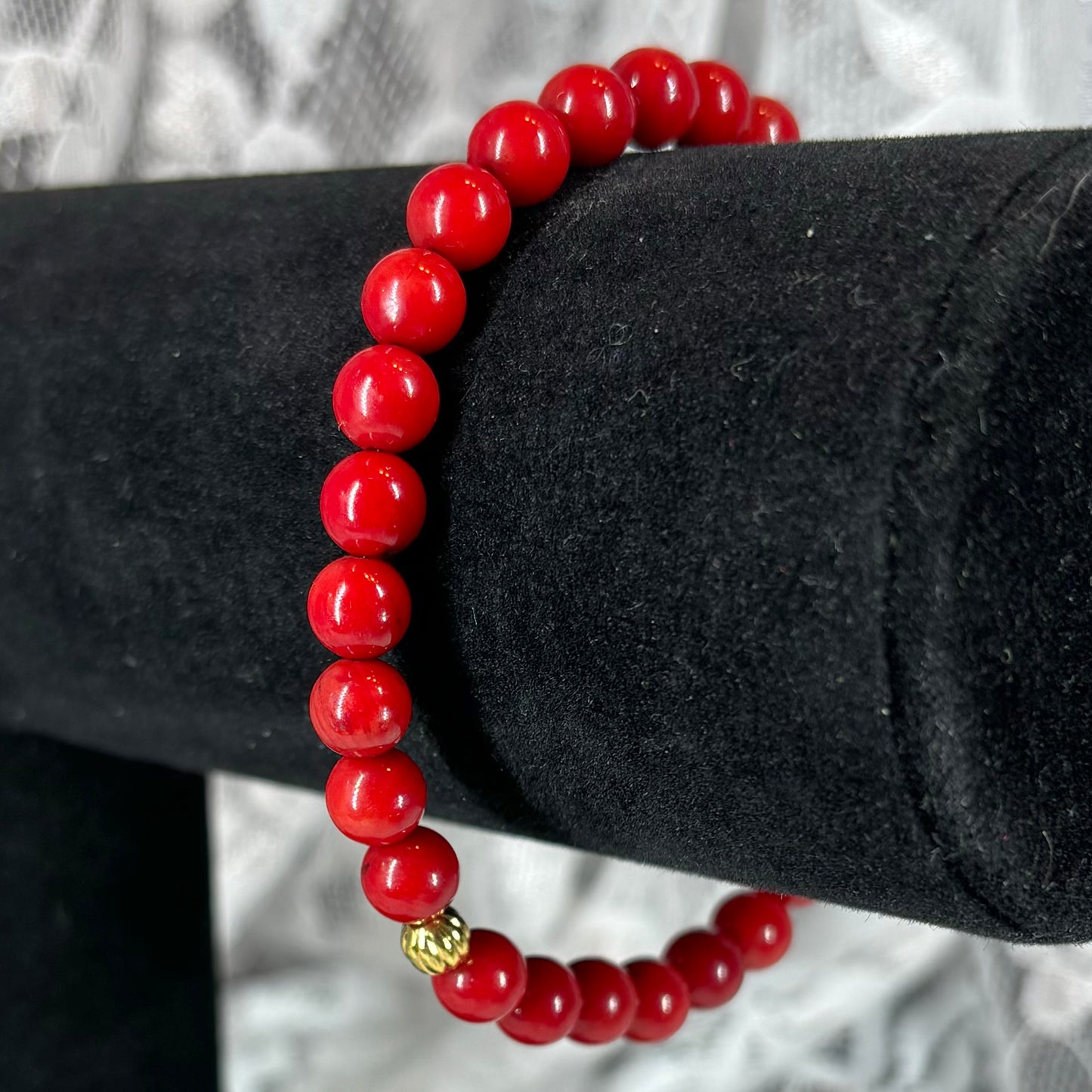 Red Bamboo Coral Stretchy Bracelet