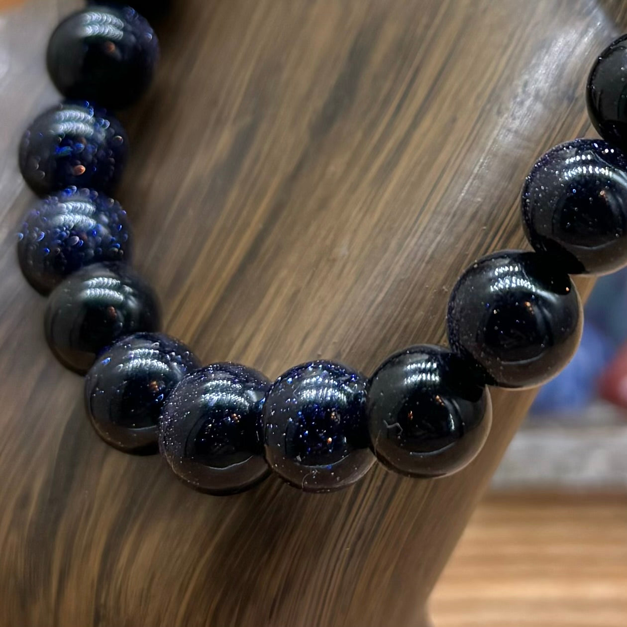 Blue Goldstone Stretchy Bracelet 8mm beads