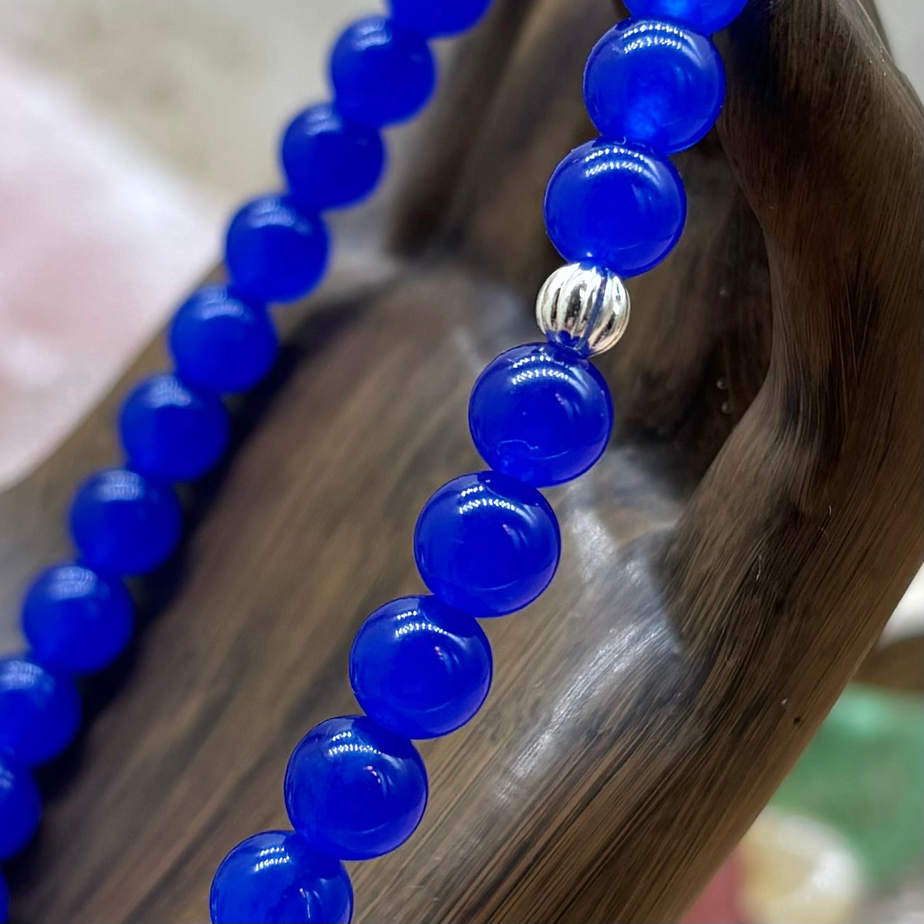 Blue Agate Stretchy Bracelet 6mm beads