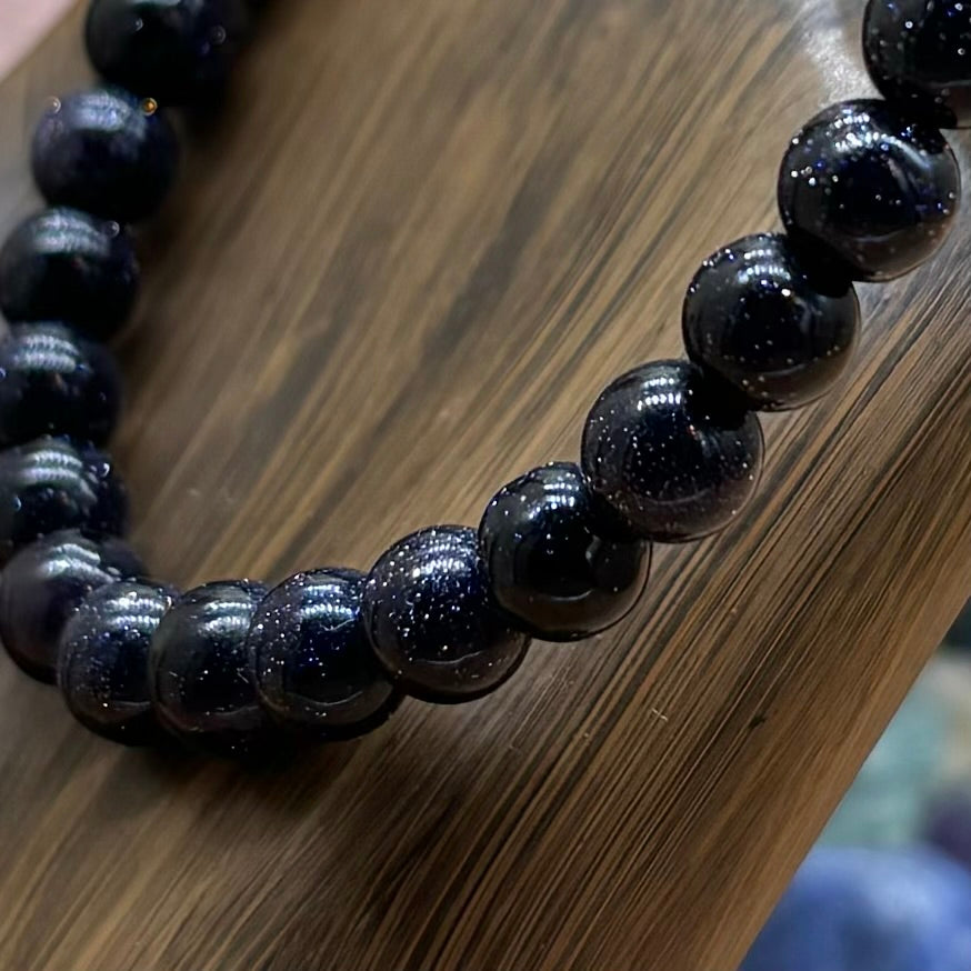 Blue Goldstone Stretchy Bracelet 6mm beads