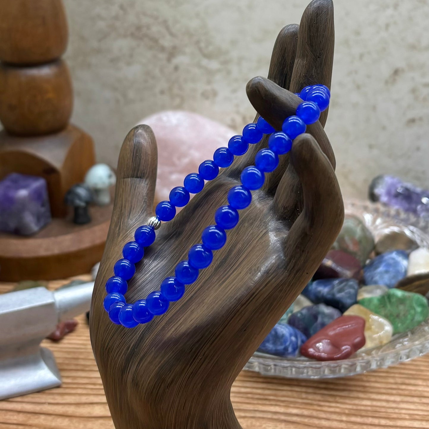 Blue Agate Stretchy Bracelet 6mm beads