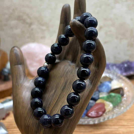 Blue Goldstone Stretchy Bracelet 10mm beads