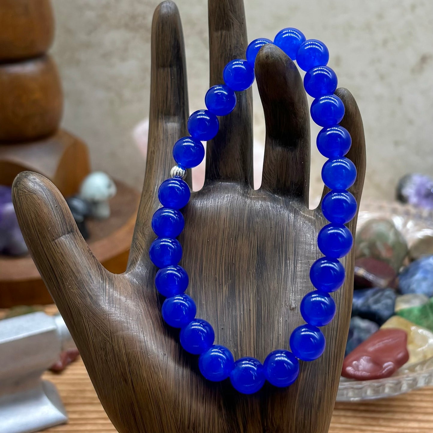 Blue Agate Stretchy Bracelet 8mm beads