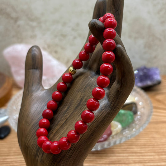 Red Bamboo Coral Stretchy Bracelet