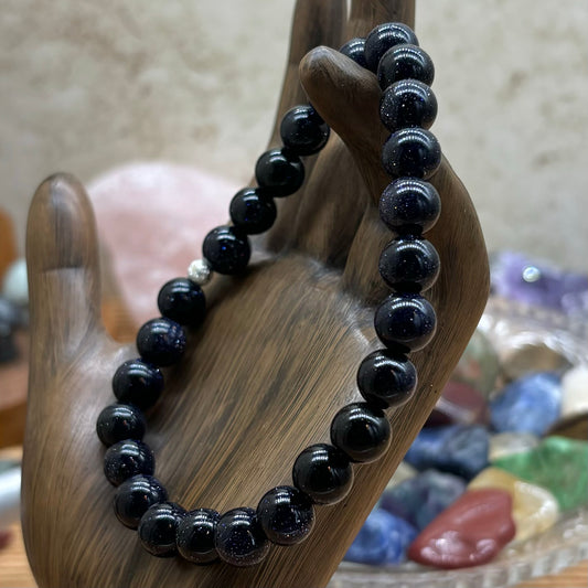 Blue Goldstone Stretchy Bracelet 8mm beads