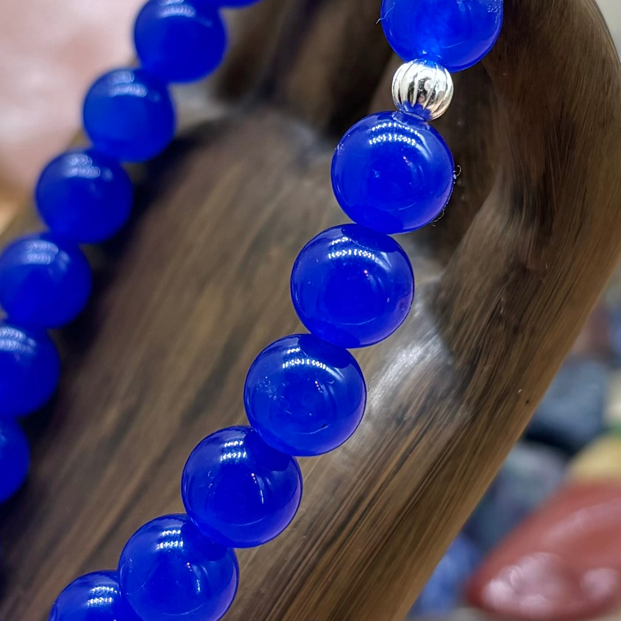 Blue Agate Stretchy Bracelet 8mm beads