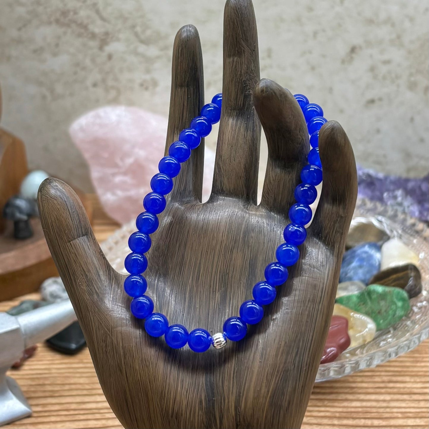 Blue Agate Stretchy Bracelet 6mm beads