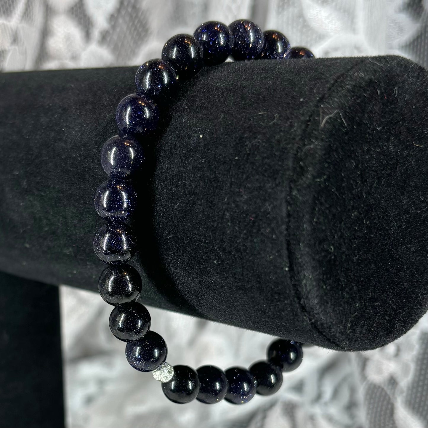 Blue Goldstone Stretchy Bracelet 8mm beads