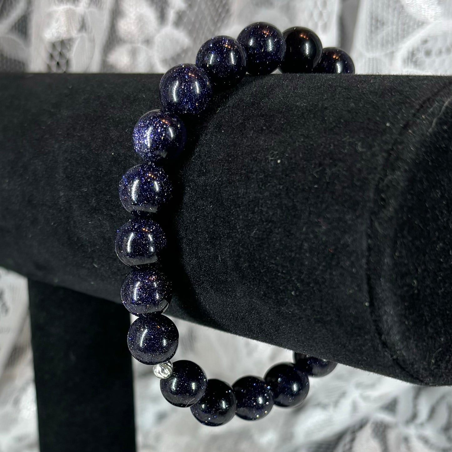 Blue Goldstone Stretchy Bracelet 10mm beads