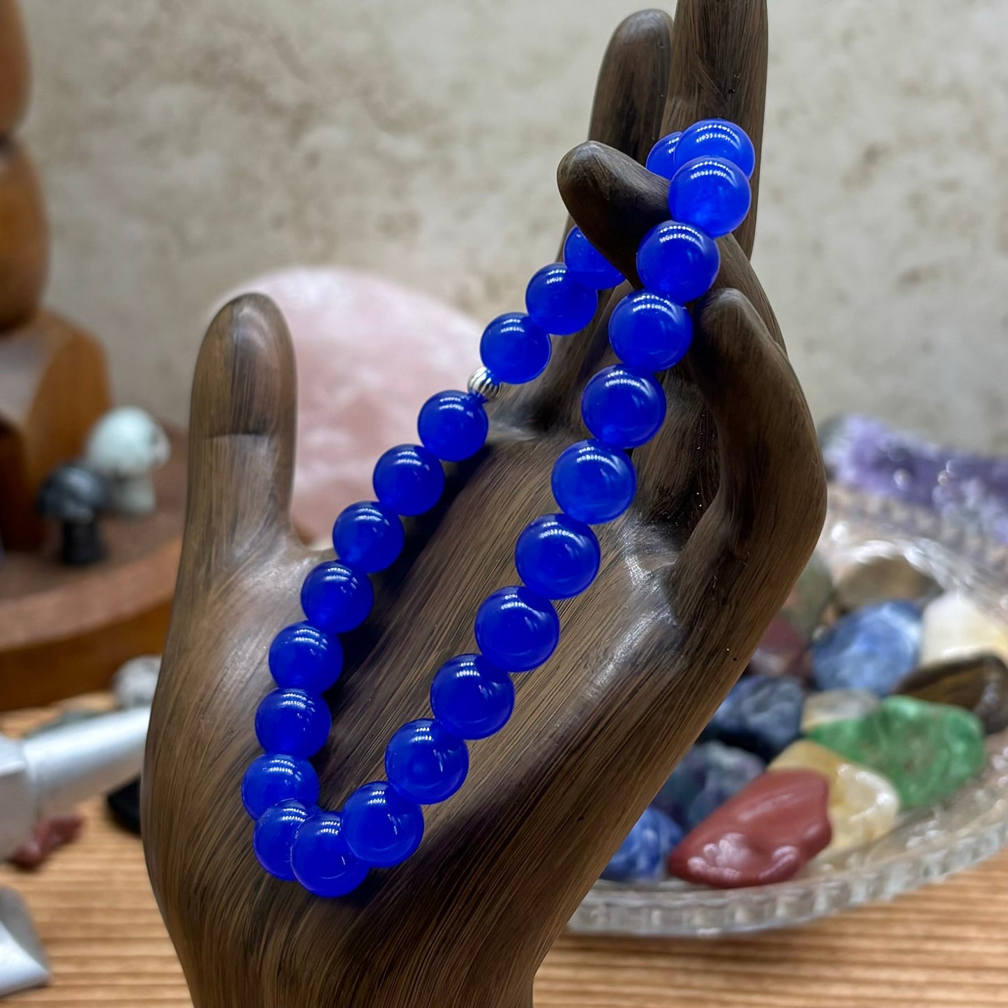 Blue Agate Stretchy Bracelet 8mm beads